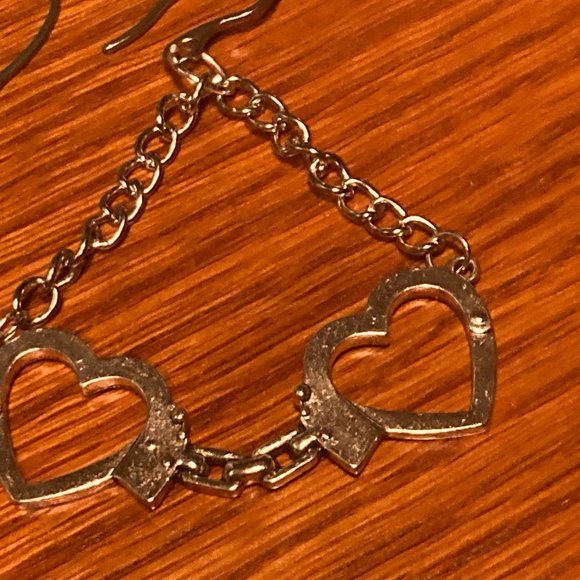 Criminal Undercover BTS Inspired Heart Handcuff Earrings - Picture 2 of 5